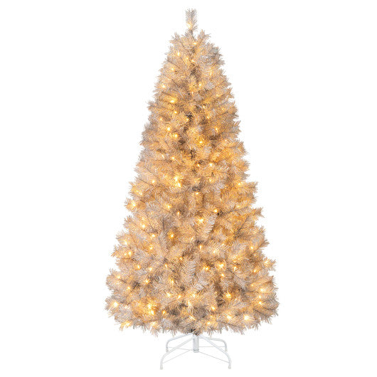 Artificial Xmas Tree with Branch Tips and Warm White LED Lights-6FT