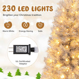 Artificial Xmas Tree with Branch Tips and Warm White LED Lights-6FT