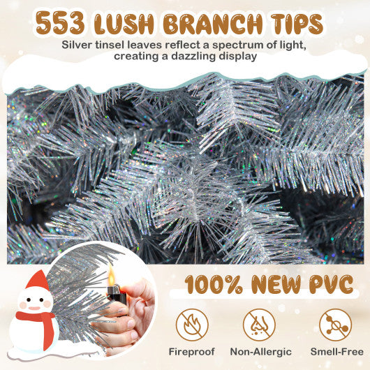 Artificial Xmas Tree with Branch Tips and Warm White LED Lights-6FT