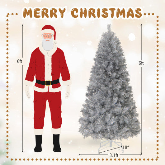 Artificial Xmas Tree with Branch Tips and Warm White LED Lights-6FT