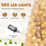 Artificial Xmas Tree with Branch Tips and Warm White LED Lights-7FT