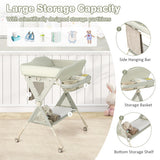 Baby Diaper Changing Table with Water Basin Wheel-Green