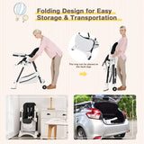 Baby Convertible Folding Adjustable High Chair with Wheel Tray Storage Basket-Black