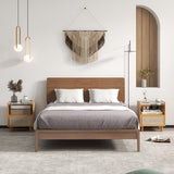 Bamboo Rattan Nightstand with Drawer and Solid Wood Legs-Natural