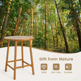 Bar Height Table with Umbrella Hole and Slatted Tabletop for Outdoors