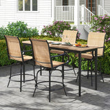 2 Pieces Patio 360 Rotation Swivel Bar Stool Set-Brown