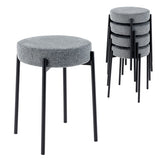 Bar Stools Set of 4 Upholstered Kitchen Stools with Foot Pads-Light Gray