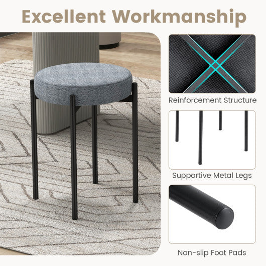 Bar Stools Set of 4 Upholstered Kitchen Stools with Foot Pads-Light Gray