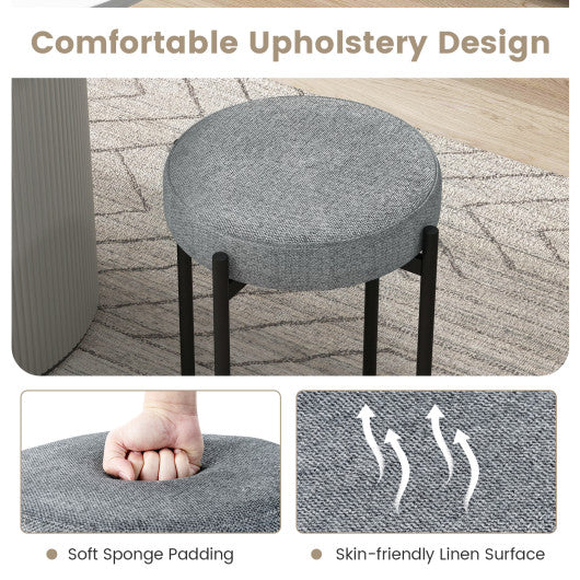 Bar Stools Set of 4 Upholstered Kitchen Stools with Foot Pads-Light Gray
