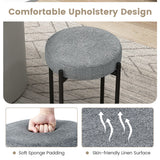 Bar Stools Set of 4 Upholstered Kitchen Stools with Foot Pads-Light Gray