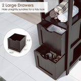 Wooden Bathroom Floor Cabinet with Removable Drawers-Brown