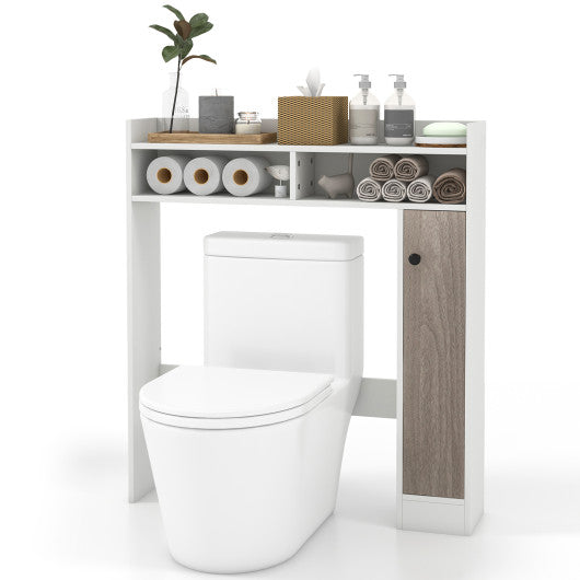 Bathroom Over the Toilet Floor Storage Organizer with Adjustable Shelves-White