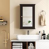 Bathroom Wall Cabinet with Single Mirror Door-Brown