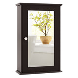 Bathroom Wall Cabinet with Single Mirror Door-Brown