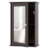 Bathroom Wall Cabinet with Single Mirror Door-Brown