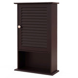 Bathroom Wall Mount Storage Cabinet Single Door with Height Adjustable Shelf-Rustic Brown