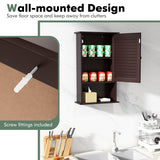 Bathroom Wall Mount Storage Cabinet Single Door with Height Adjustable Shelf-Rustic Brown