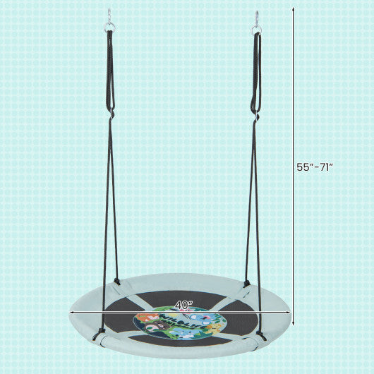 40 Inches Saucer Tree Swing with Adjustable Hanging Ropes and 900D Oxford Fabric-Forest