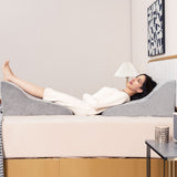 Bed Wedge Pillow Back Support Triangle Reading Pillow with Detachable Cover-Gray