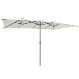 15 Feet Double-Sized Patio Umbrella with Crank Handle and Vented Tops-Beige
