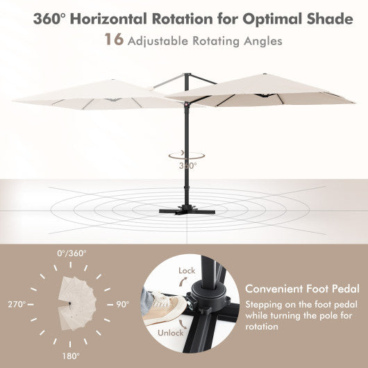 9.5 Feet Square Patio Cantilever Umbrella with 360° Rotation-Beige