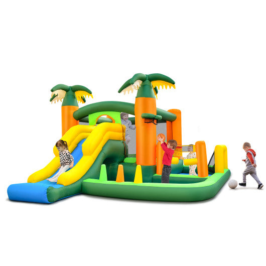 Big Inflatable Bounce House with Slide and Ball Pits for Indoor and Outdoor with 735W Blower