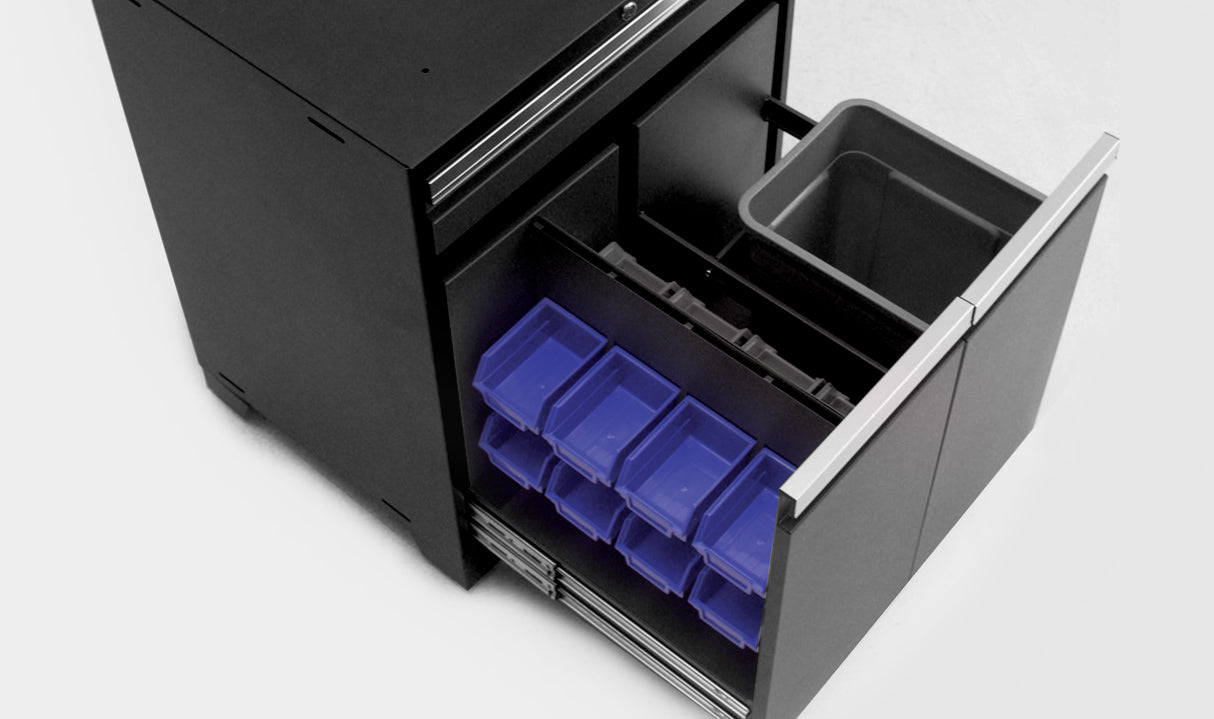 Pro Series 14 Piece Cabinet Set with Lockers, Base, Wall, Tool Drawer, Multi-Function Cabinets and 56 In. Worktop