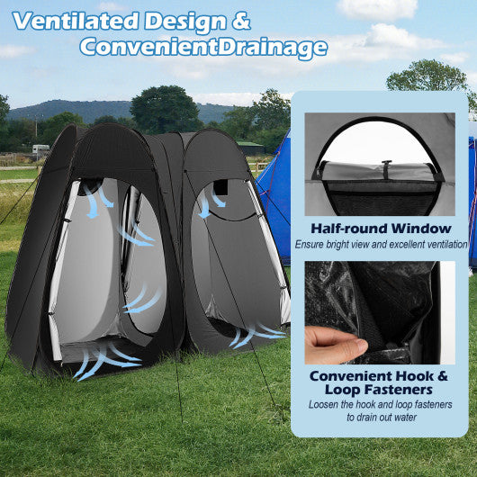 Oversized Pop Up Shower Tent with Window Floor and Storage Pocket-Black