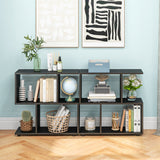 24 Inch 3-Tier Geometric Bookshelf with Thick Foot Pads-Black