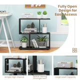 24 Inch 3-Tier Geometric Bookshelf with Thick Foot Pads-Black