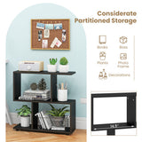 24 Inch 3-Tier Geometric Bookshelf with Thick Foot Pads-Black