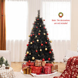 6/7/8 Feet Black Artificial Halloween Christmas Tree with PVC Branch Tips and 210/320/450 Cool White LED Lights-S