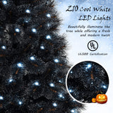 6/7/8 Feet Black Artificial Halloween Christmas Tree with PVC Branch Tips and 210/320/450 Cool White LED Lights-S