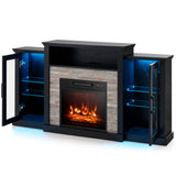 Fireplace TV Stand with 16-Color Led Lights for TVs up to 65 Inch-Black