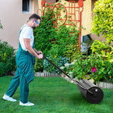 Metal Lawn Roller with Detachable Gripping Handle-Black