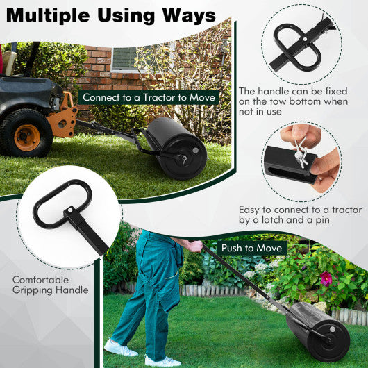 Metal Lawn Roller with Detachable Gripping Handle-Black