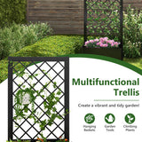 44 Inch Metal Raised Garden Bed with Trellis-Black