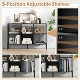 Open-Back Bookshelf with Drawer for Study-Black