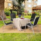 4 Pieces Stackable Patio Dining Chairs Set with Armrest-Black