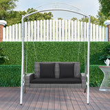 2-Person Patio PE Wicker Hanging Porch Swing Bench Chair Cushion 800 Pounds-Black