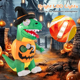 Blow up Inflatable Pumpkin Dinosaur Yard Decoration with Built-in LED Lights