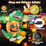 Blow up Inflatable Pumpkin Dinosaur Yard Decoration with Built-in LED Lights