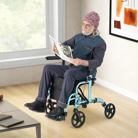 Folding Rollator Walker with Seat and Wheels Supports up to 300 lbs-Navy