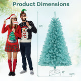 6/7 FT Blue Artificial Christmas Tree with 280/380 Warm White LED Lights and Foldable Metal Stand-6 FT