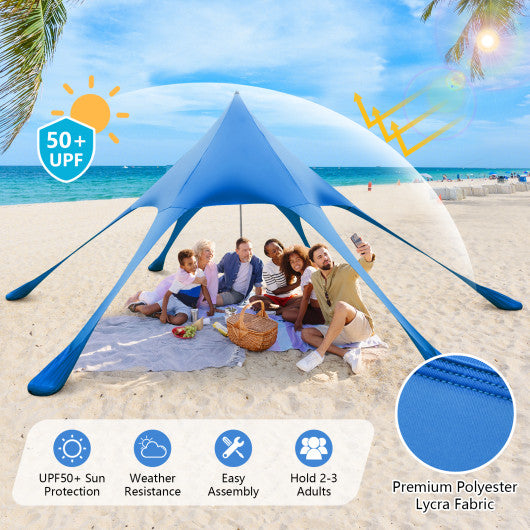 20 x 20 Feet Beach Canopy Tent with UPF50+ Sun Protection and Shovel-Blue