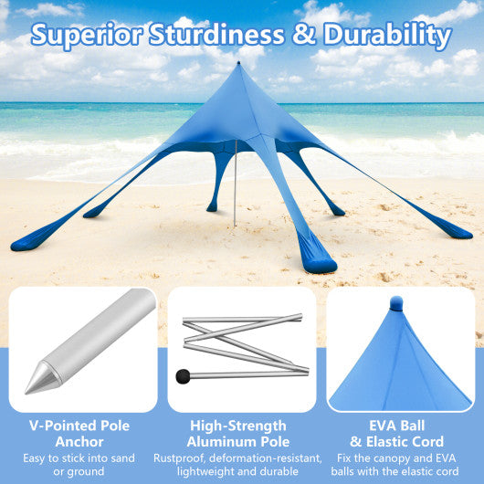 20 x 20 Feet Beach Canopy Tent with UPF50+ Sun Protection and Shovel-Blue