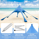 20 x 20 Feet Beach Canopy Tent with UPF50+ Sun Protection and Shovel-Blue