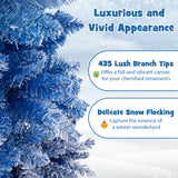 6 Feet Blue Gradient Snow Flocked Artificial Christmas Tree-Blue