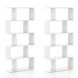 5-Tier Bookshelf with Anti-Toppling Device for Living Room Home Office-White