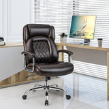 Height Adjustable Big and Tall Office Chair Computer Desk Chair with Metal Base-Brown
